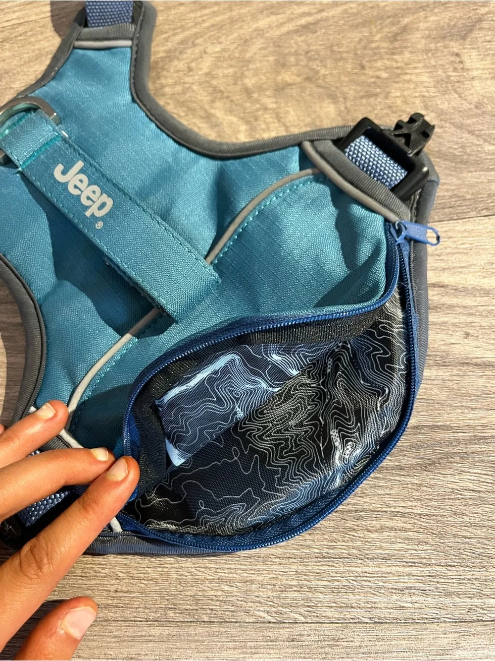 Jeep Teal and Navy Dog Harness
